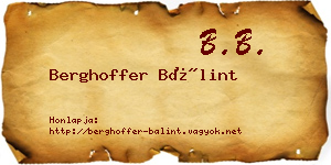 Berghoffer Bálint névjegykártya