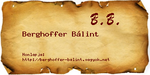 Berghoffer Bálint névjegykártya